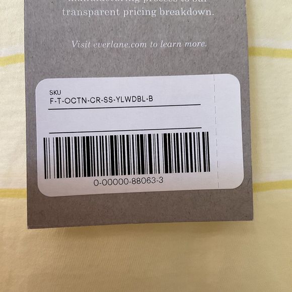 Everlane Yellow Striped The Cotton Crew Neck T Shirt, Size XL NWT - Picture 8 of 9